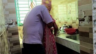 Desi Indian House Maid With Owner Standing STyle Fuck In The Kitchen Video