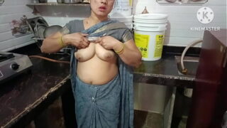 Indian Stepmom Fucking with Her Stepson in The Kitchen Video